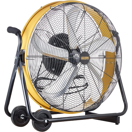 Edendirect 24in 3 Speeds High Velocity Internal Oscillating Barrel Floor Fan Yellow with 1/4 IR-FAN7807